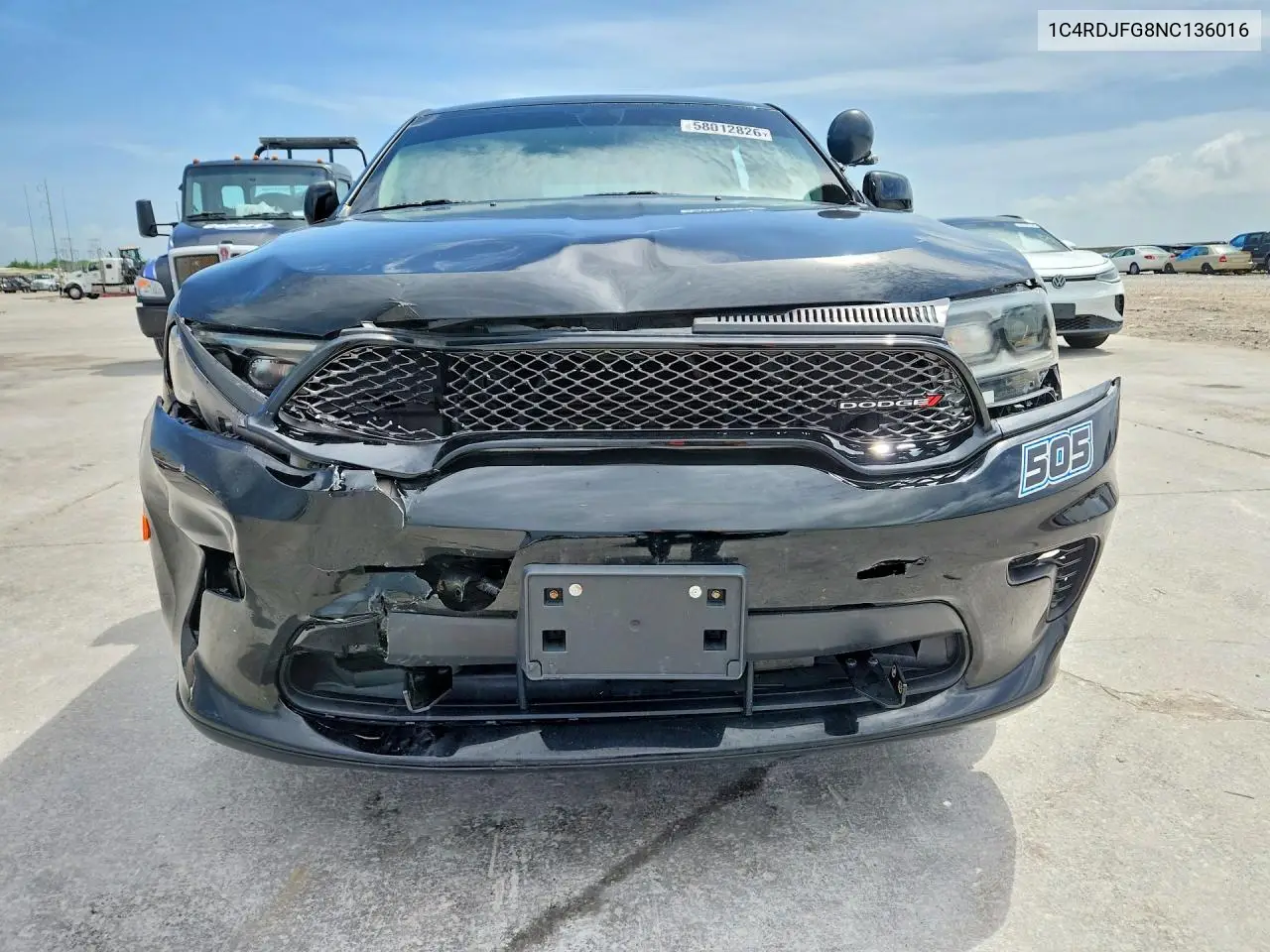 2022 Dodge Durango VIN: 1C4RDJFG8NC136016 Lot: 58012826