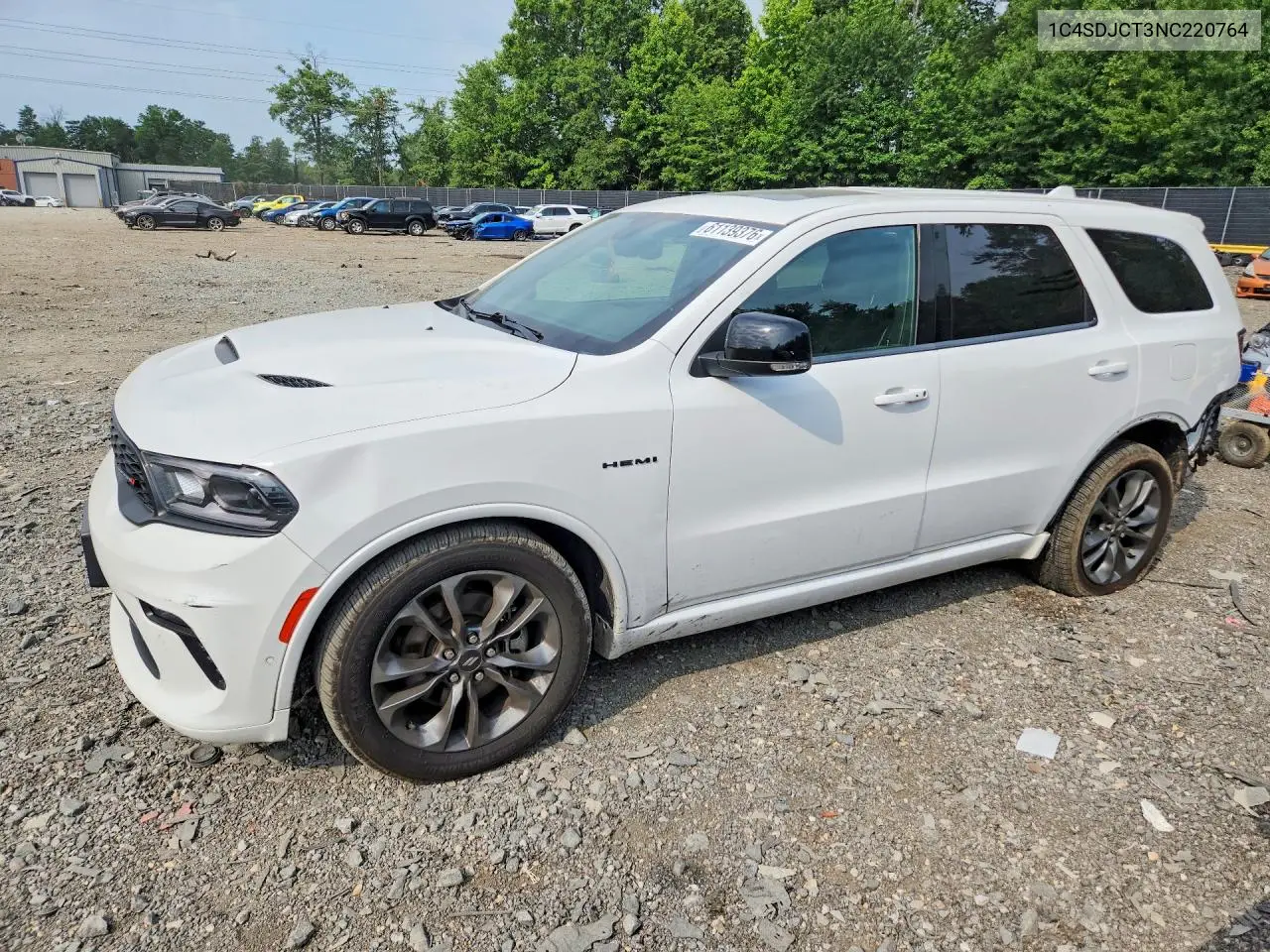 2022 Dodge Durango R/T VIN: 1C4SDJCT3NC220764 Lot: 61139376