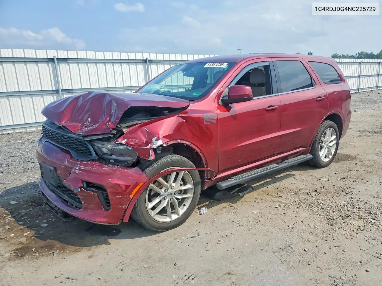 2022 Dodge Durango Gt VIN: 1C4RDJDG4NC225729 Lot: 61851236