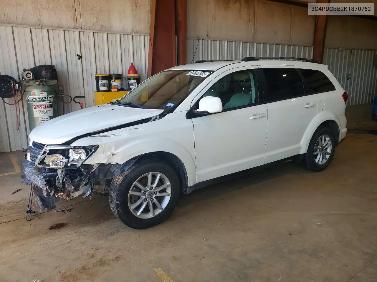 2019 Dodge Journey Se VIN: 3C4PDCBB2KT870762 Lot: 61535156