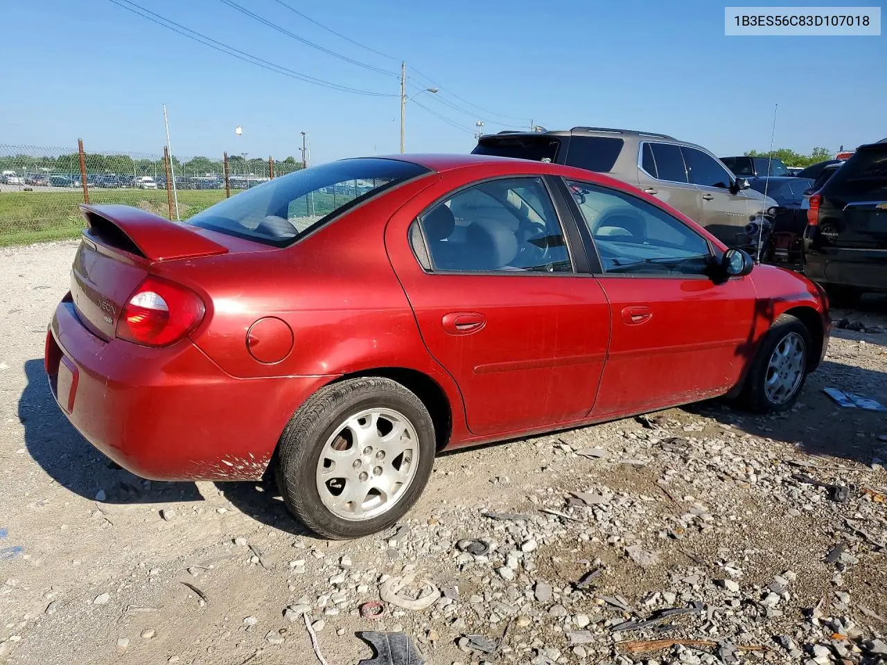 2003 Dodge Neon Sxt VIN: 1B3ES56C83D107018 Lot: 60461066