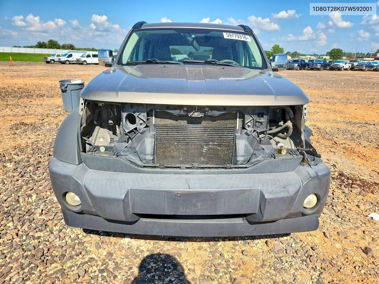 2007 Dodge Nitro Sxt VIN: 1D8GT28K07W592001 Lot: 59779316