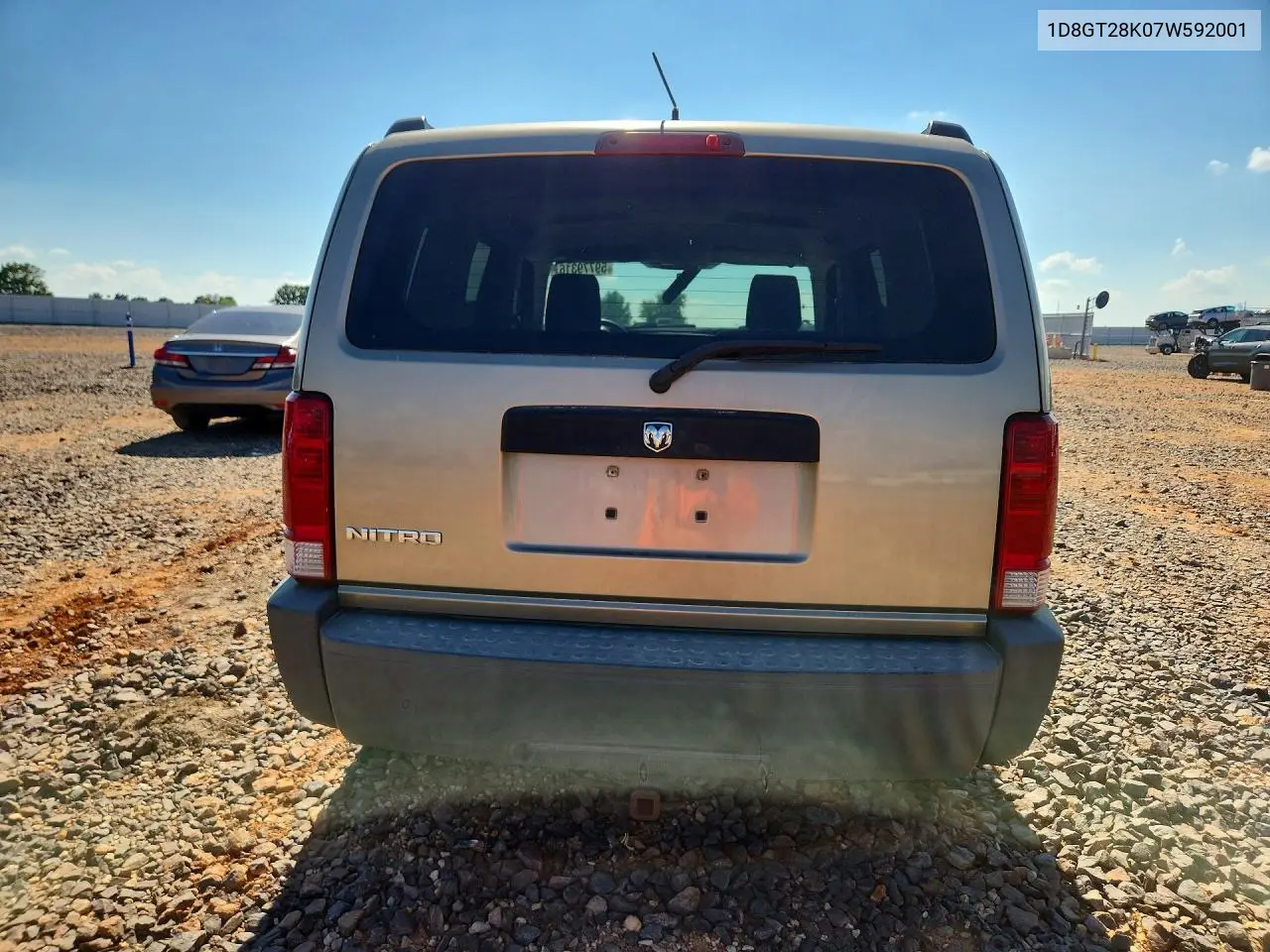 2007 Dodge Nitro Sxt VIN: 1D8GT28K07W592001 Lot: 59779316