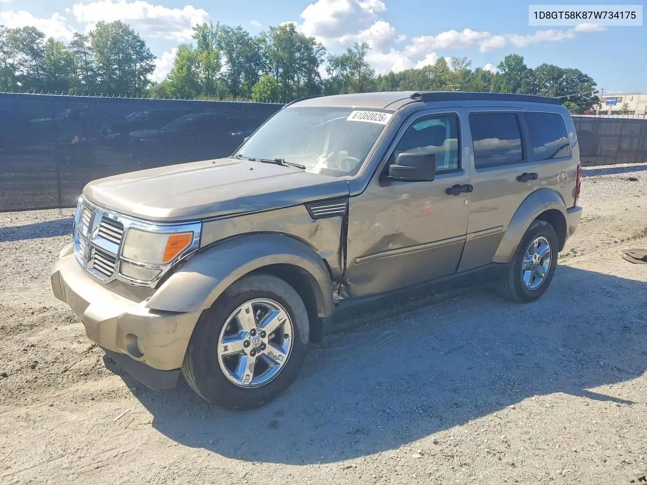 2007 Dodge Nitro Slt VIN: 1D8GT58K87W734175 Lot: 61060026