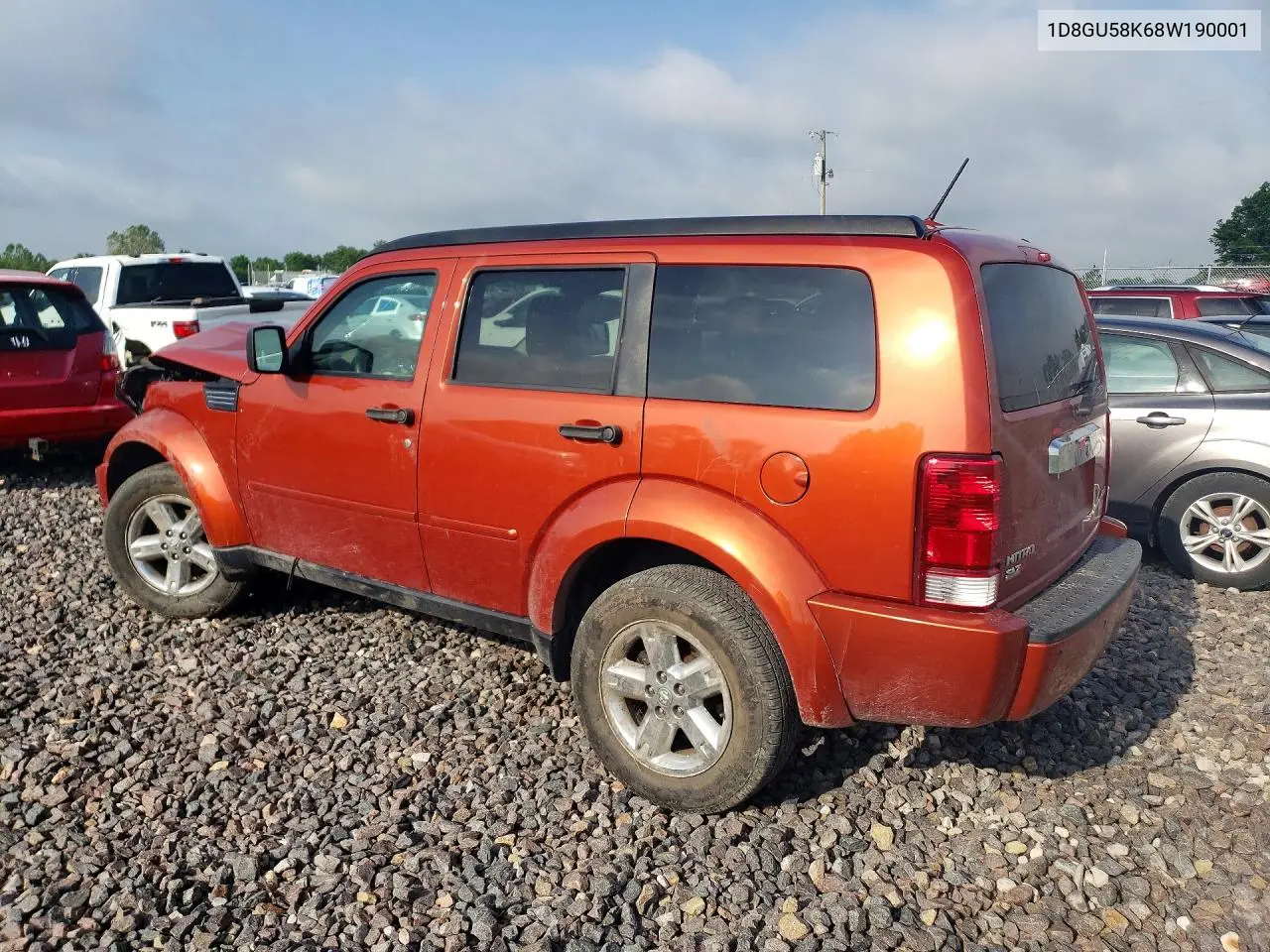 2008 Dodge Nitro Slt VIN: 1D8GU58K68W190001 Lot: 56883336