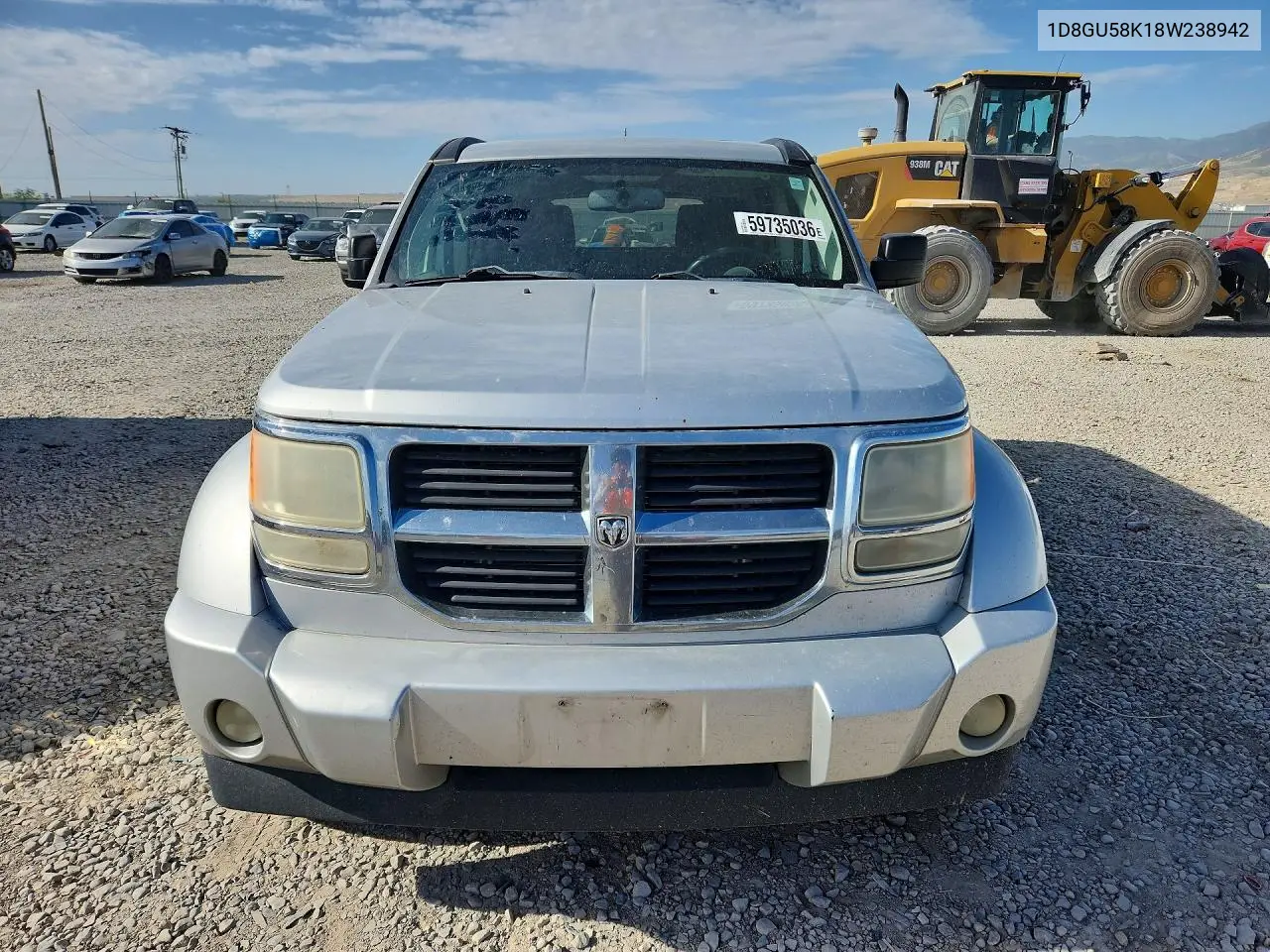 2008 Dodge Nitro Slt VIN: 1D8GU58K18W238942 Lot: 59735036