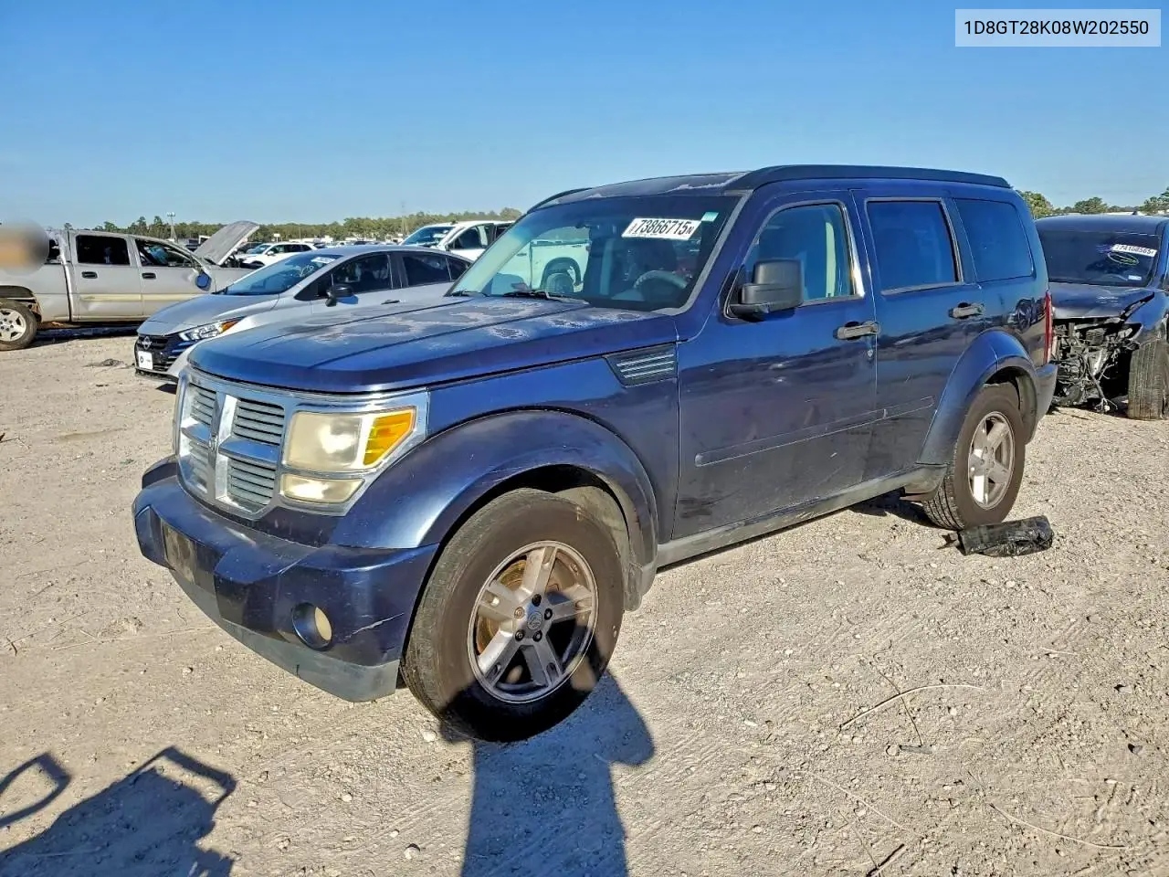 2008 Dodge Nitro Sxt VIN: 1D8GT28K08W202550 Lot: 73866715