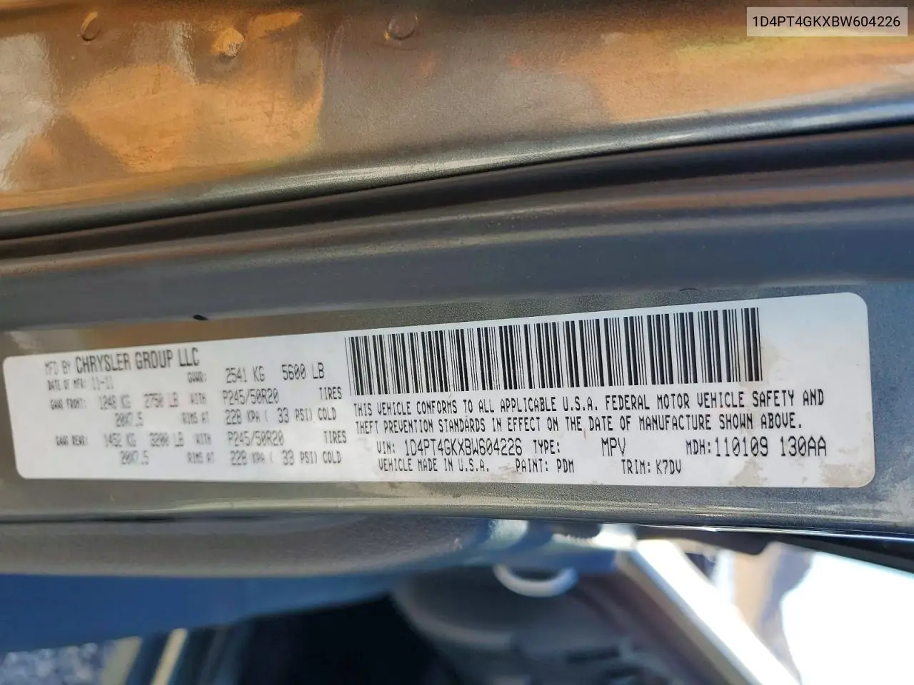 2011 Dodge Nitro Heat VIN: 1D4PT4GKXBW604226 Lot: 49621976