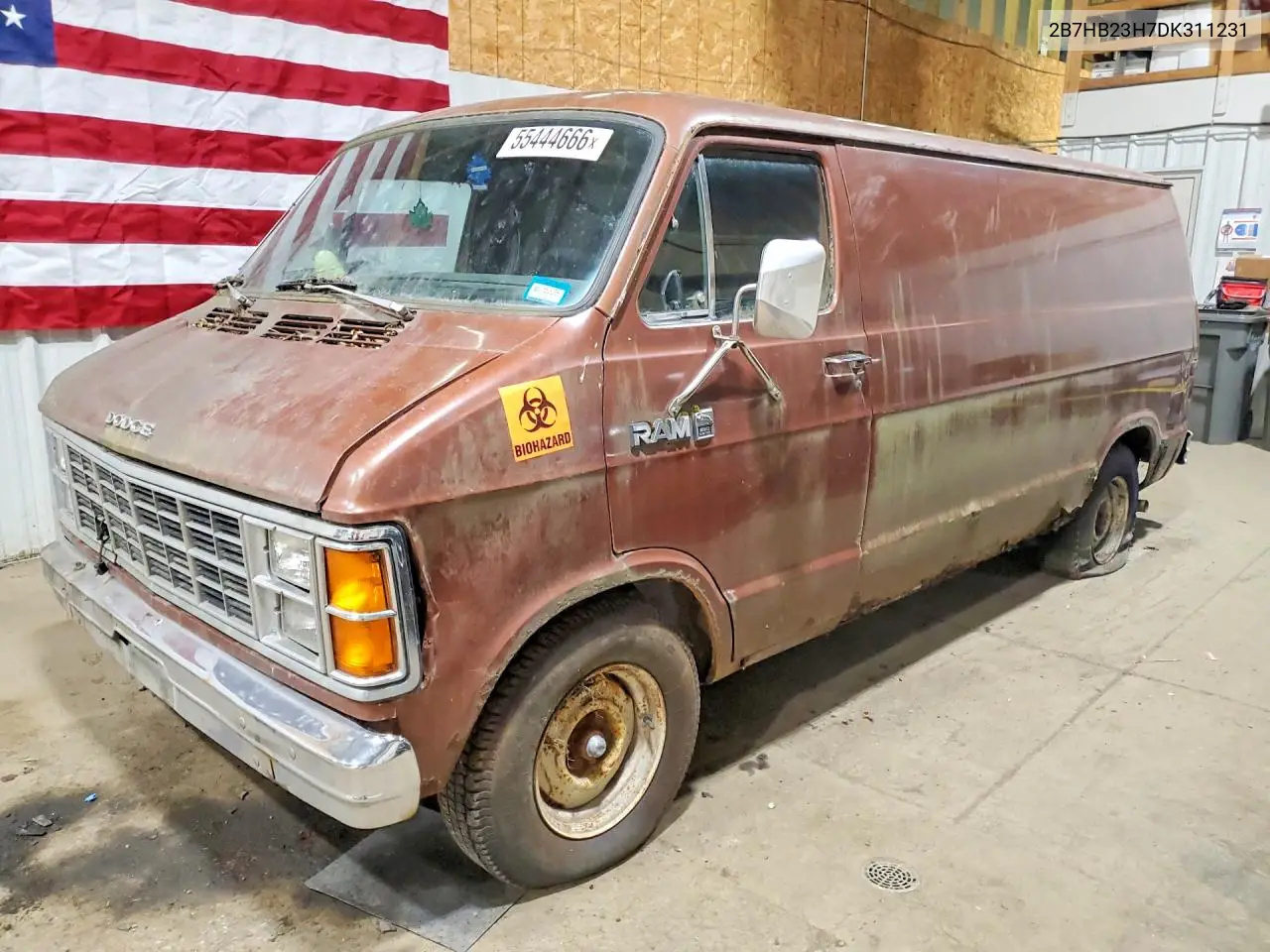 1983 Dodge 1500 Ram Vans Cargo VIN: 2B7HB23H7DK311231 Lot: 55444666