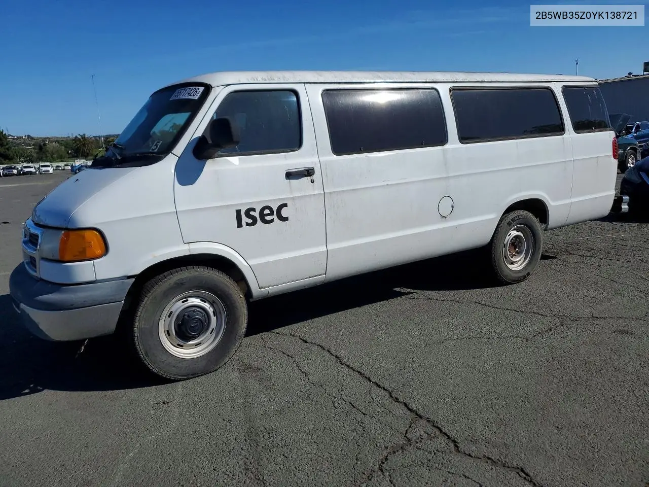 2000 Dodge Ram Wagon B3500 VIN: 2B5WB35Z0YK138721 Lot: 55717426