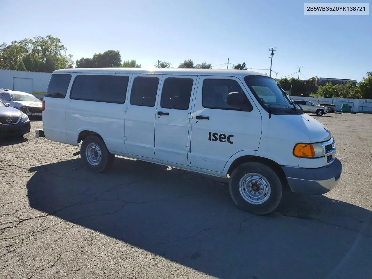 2000 Dodge Ram Wagon B3500 VIN: 2B5WB35Z0YK138721 Lot: 55717426