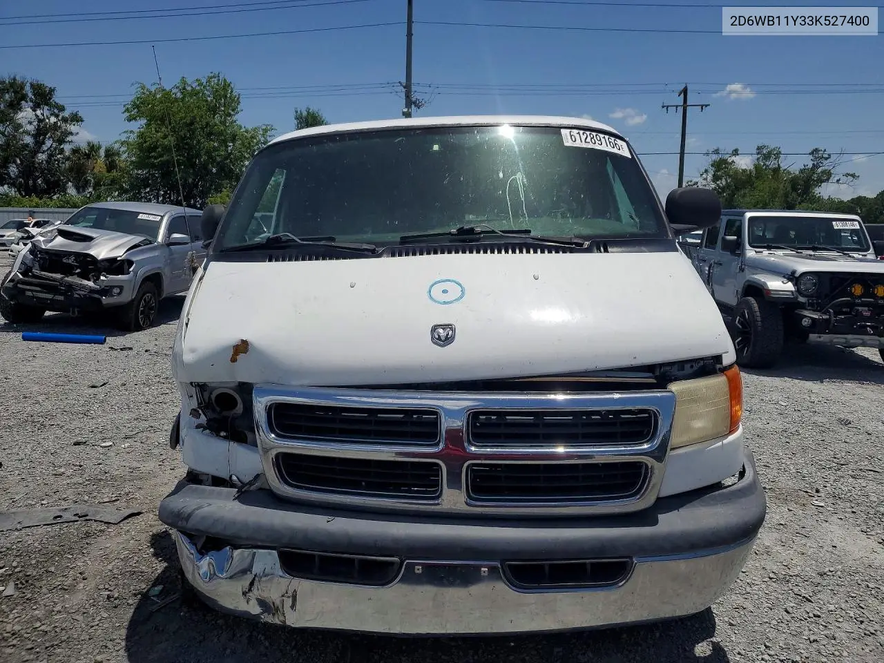2003 Dodge Ram Van B1500 VIN: 2D6WB11Y33K527400 Lot: 61289166