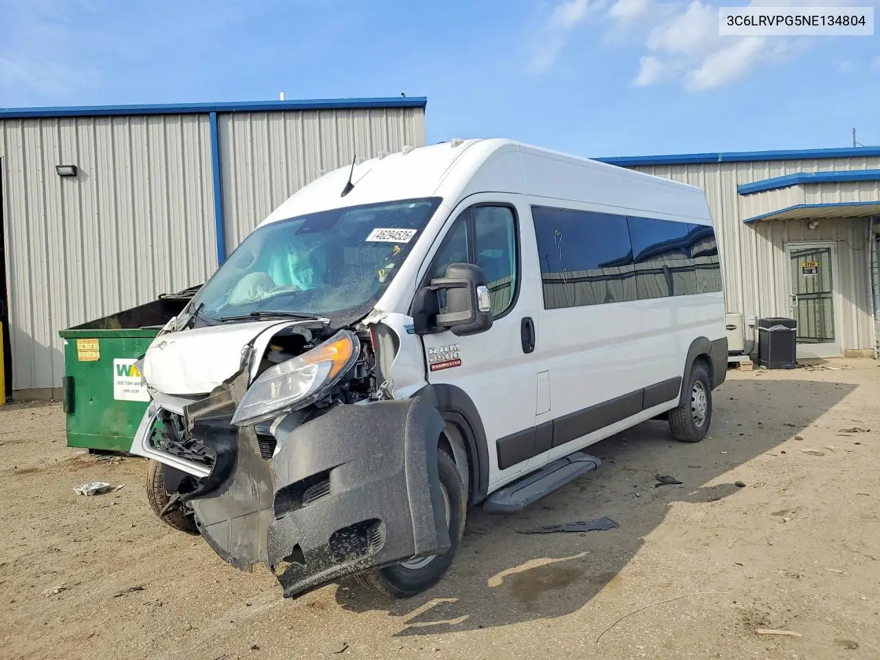 2022 Dodge Promaster 1500 1500 High VIN: 3C6LRVPG5NE134804 Lot: 46294526