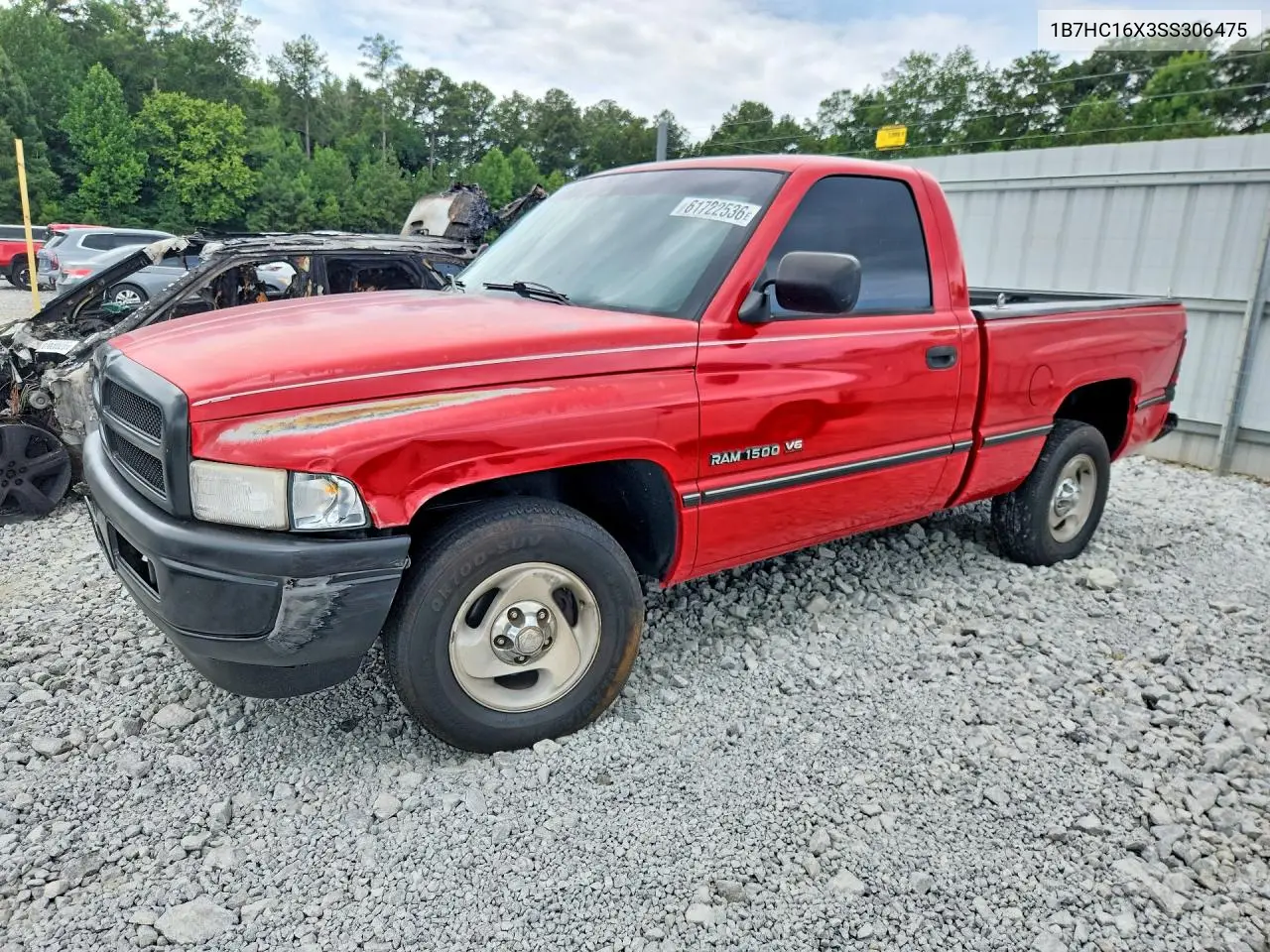 1995 Dodge Ram 1500 VIN: 1B7HC16X3SS306475 Lot: 61722536