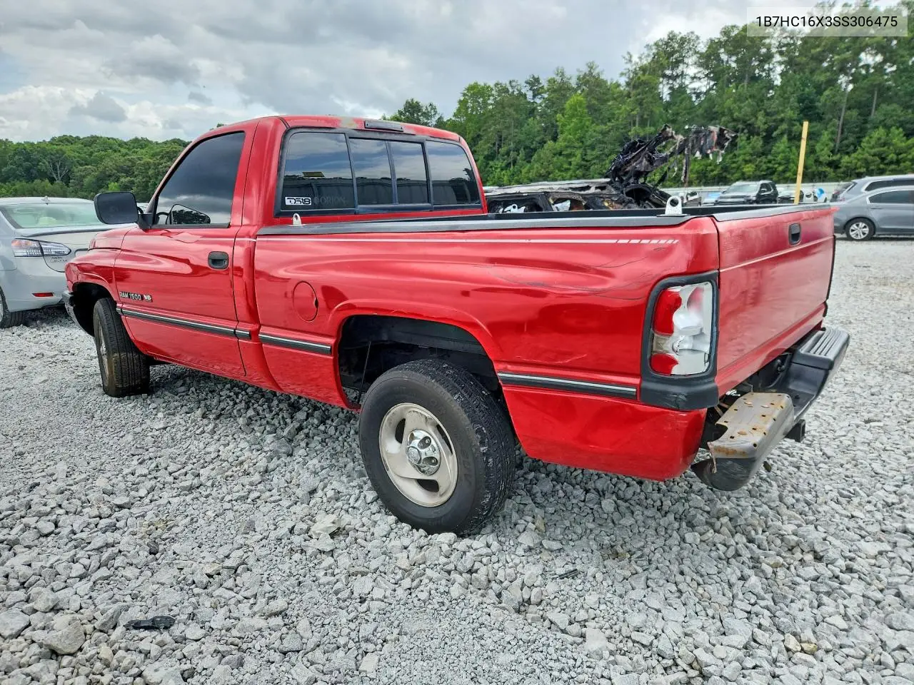1995 Dodge Ram 1500 VIN: 1B7HC16X3SS306475 Lot: 61722536