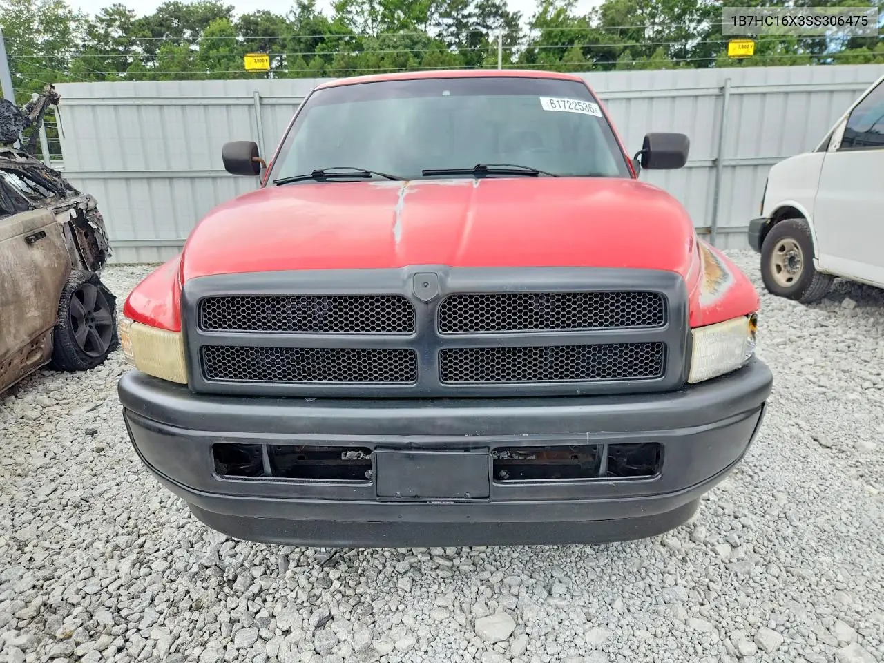 1995 Dodge Ram 1500 VIN: 1B7HC16X3SS306475 Lot: 61722536