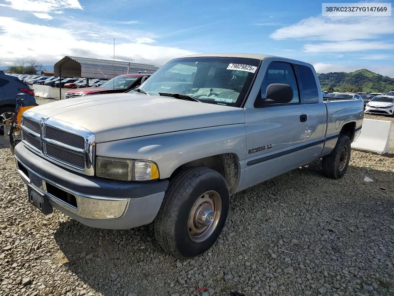 1999 Dodge 2500 Ram VIN: 3B7KC23Z7YG147669 Lot: 79029825