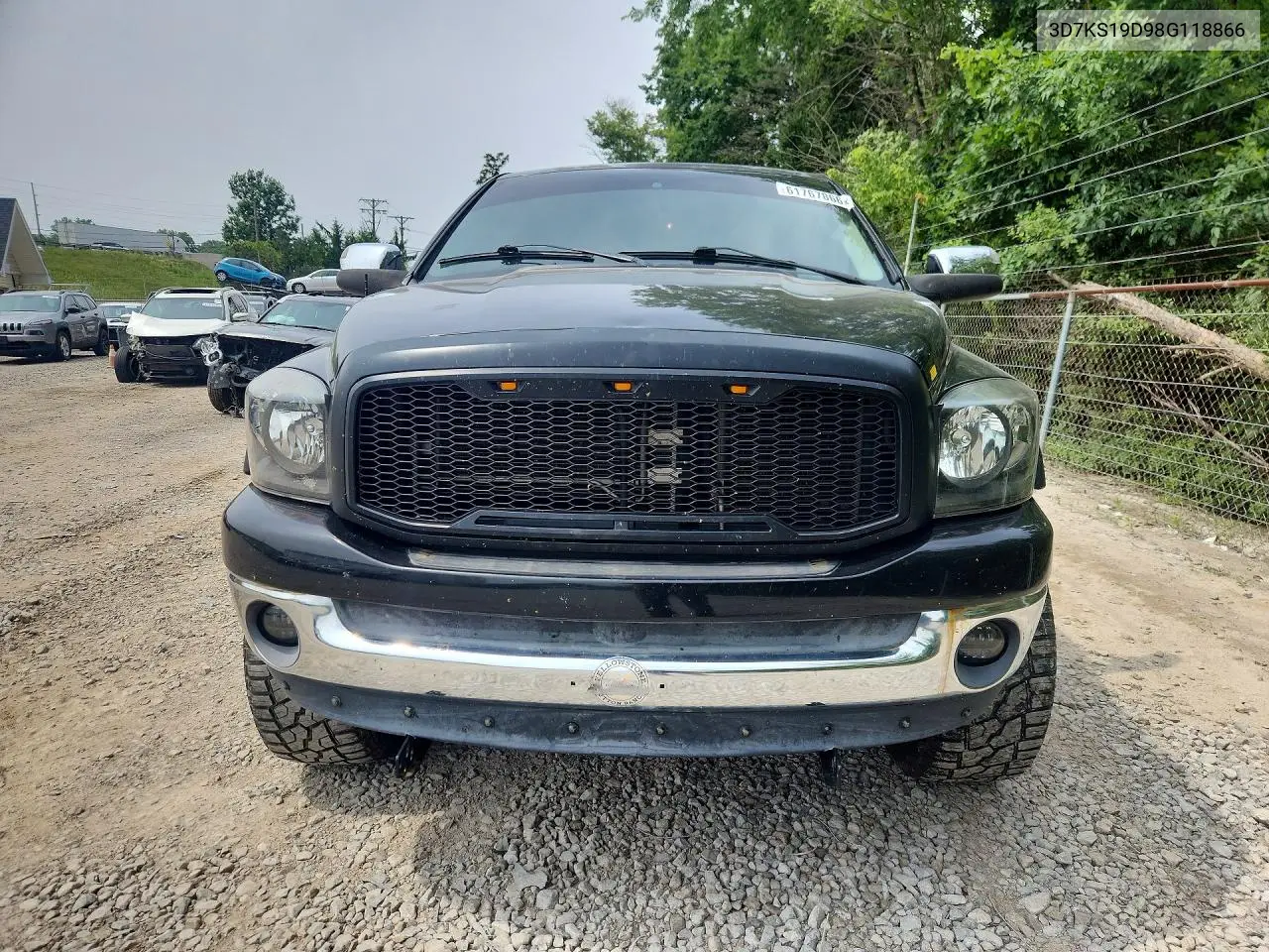 2008 Dodge Ram 1500 VIN: 3D7KS19D98G118866 Lot: 61767866