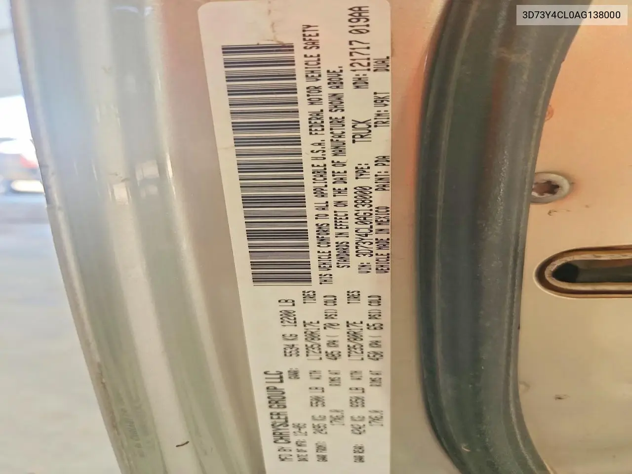 3D73Y4CL0AG138000 2010 Dodge Ram 3500