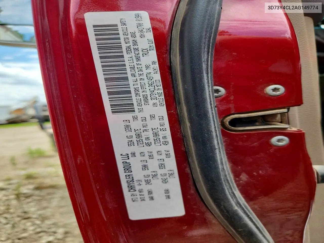 2010 Dodge Ram 3500 VIN: 3D73Y4CL2AG149774 Lot: 60360766