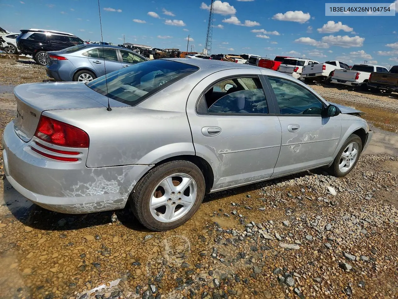 2006 Dodge Stratus Sxt VIN: 1B3EL46X26N104754 Lot: 60834826