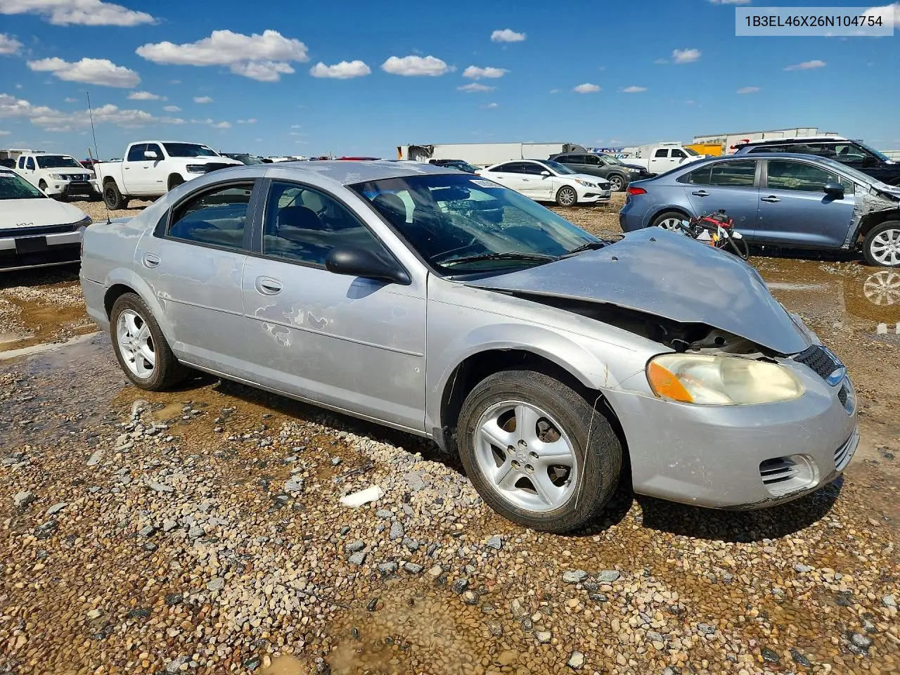 2006 Dodge Stratus Sxt VIN: 1B3EL46X26N104754 Lot: 60834826