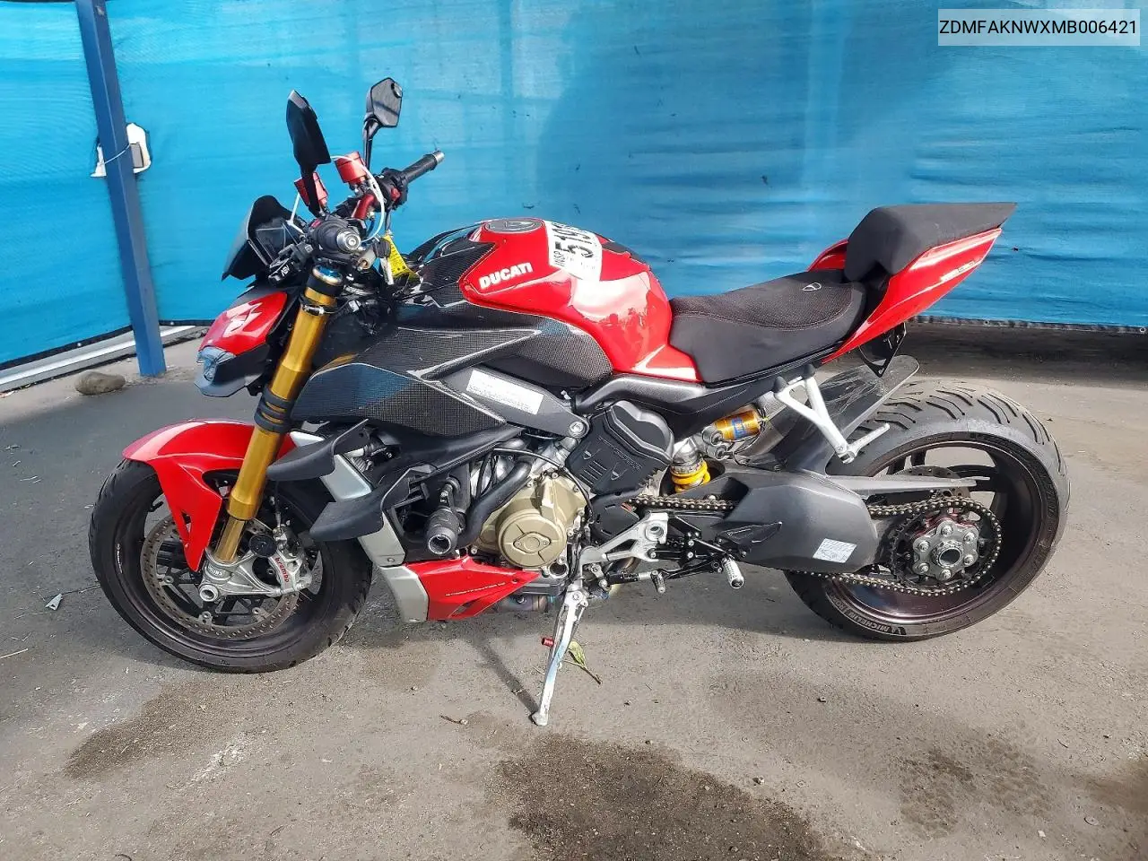 2021 Ducati Streetfighter V4 VIN: ZDMFAKNWXMB006421 Lot: 51919506