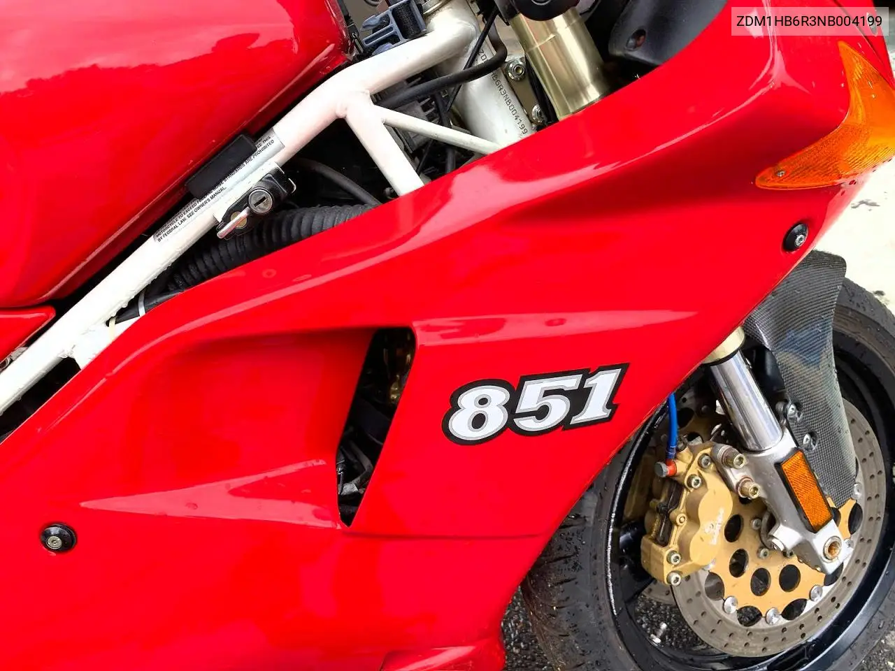 1992 Ducati 851 Sport VIN: ZDM1HB6R3NB004199 Lot: 53531046