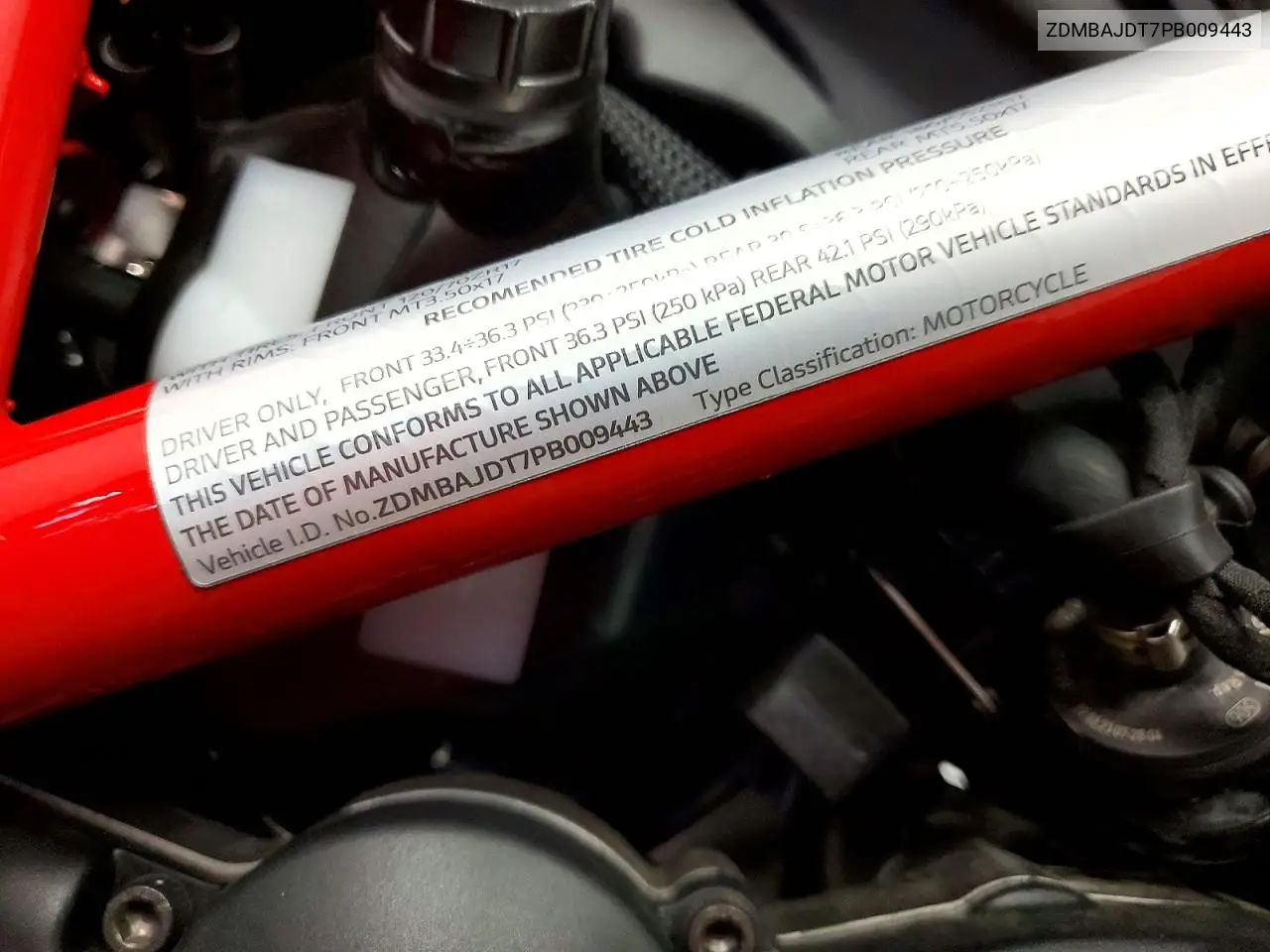 2023 Ducati Hypermotard 950 VIN: ZDMBAJDT7PB009443 Lot: 59654516