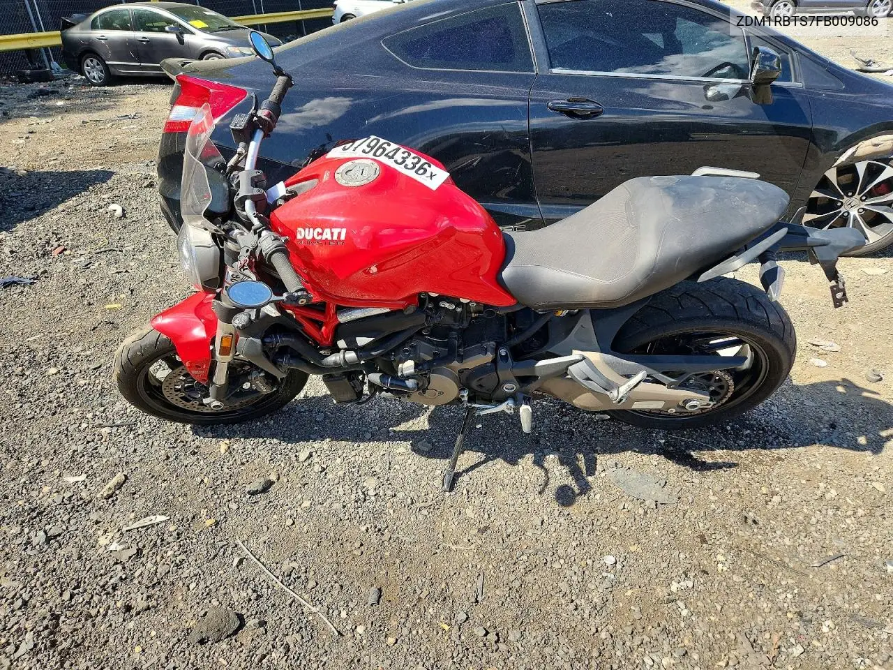 2015 Ducati Monster 821 VIN: ZDM1RBTS7FB009086 Lot: 57964336
