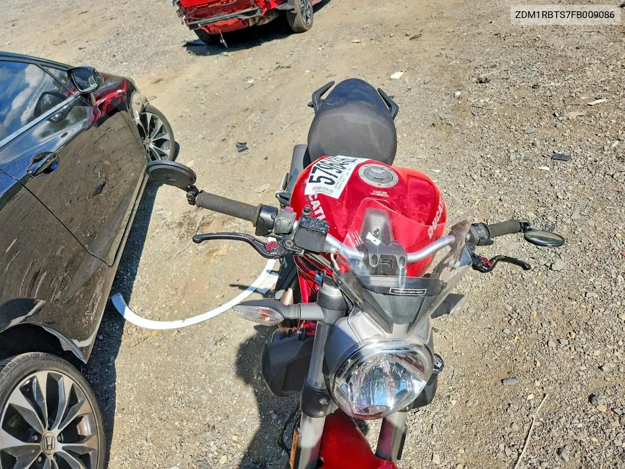 2015 Ducati Monster 821 VIN: ZDM1RBTS7FB009086 Lot: 57964336