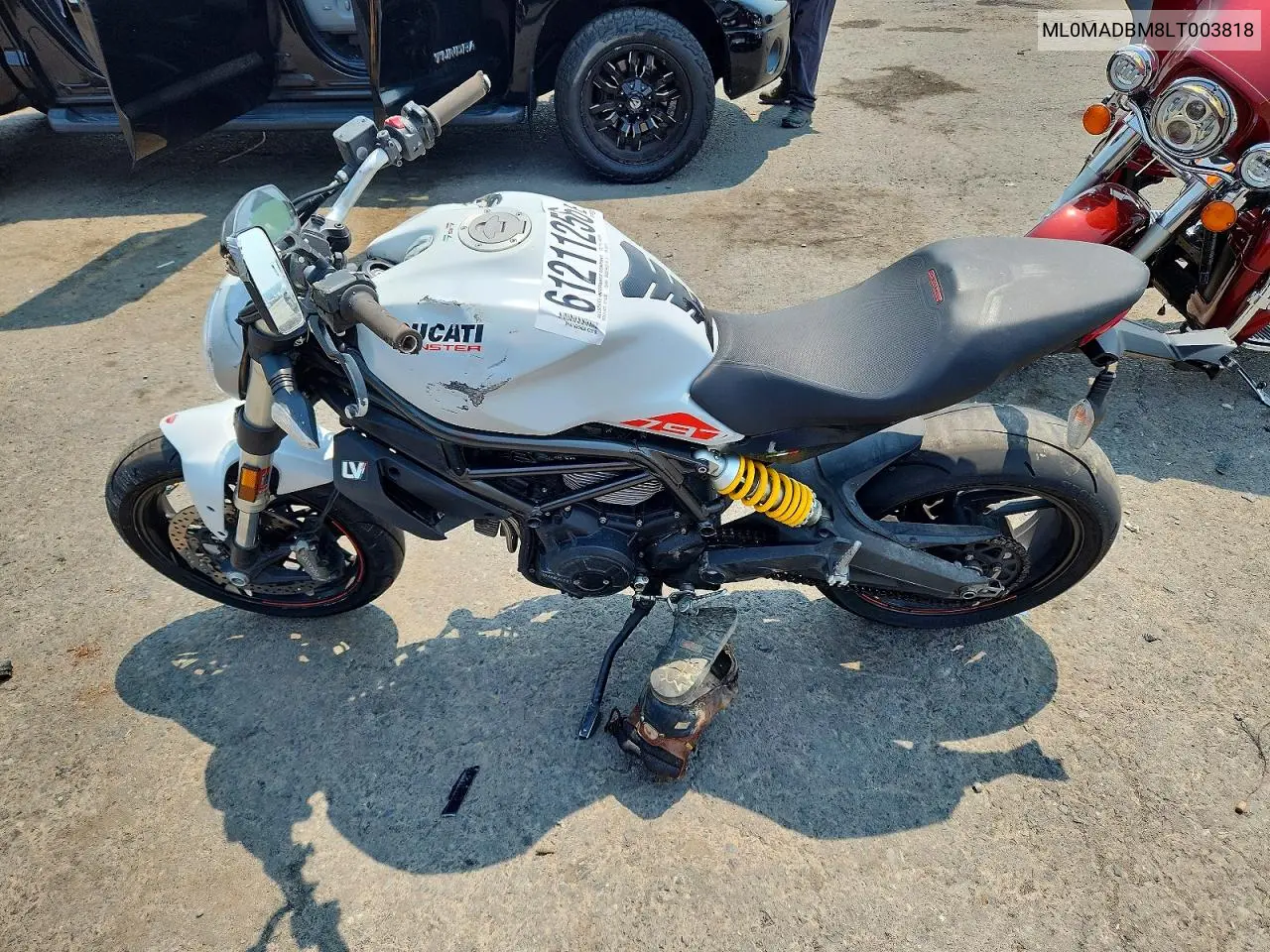 2020 Ducati Monster 797+ VIN: ML0MADBM8LT003818 Lot: 61211256
