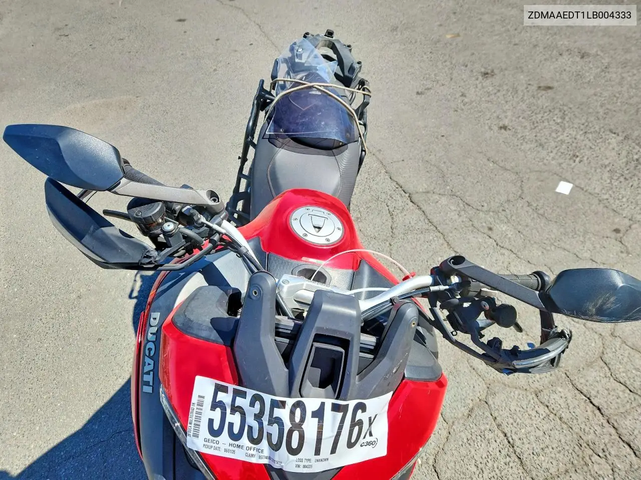 2020 Ducati Multistrada 950 VIN: ZDMAAEDT1LB004333 Lot: 55358176