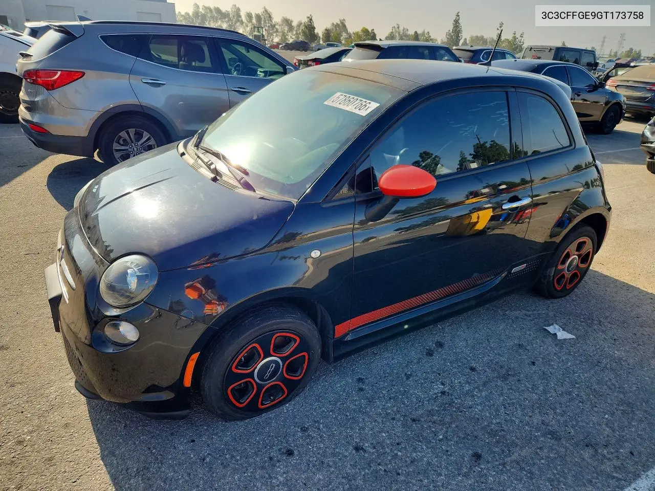2016 Fiat 500 Electric VIN: 3C3CFFGE9GT173758 Lot: 57860766