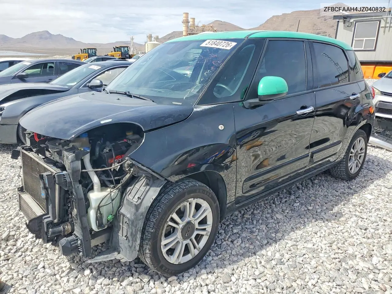 2018 Fiat 500L Pop VIN: ZFBCFAAH4JZ040832 Lot: 51840726