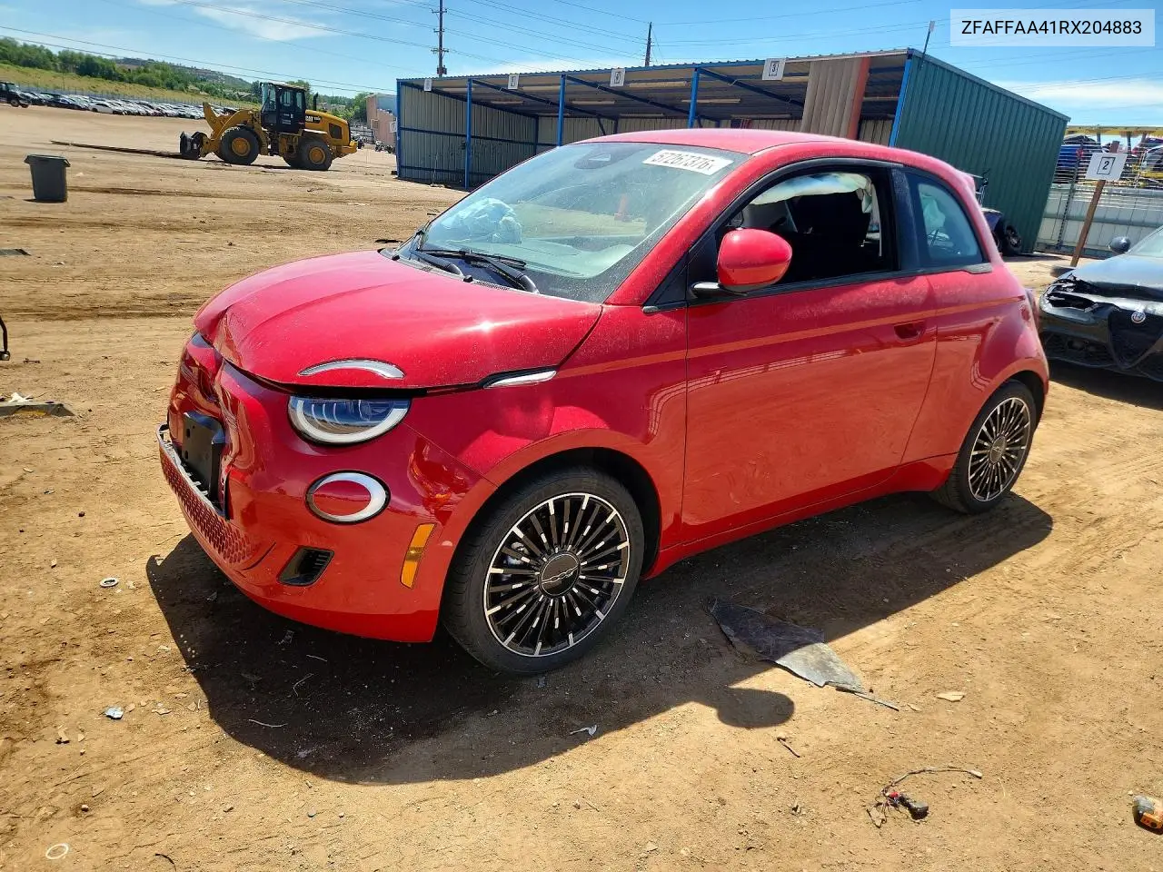 2024 Fiat 500 E Red VIN: ZFAFFAA41RX204883 Lot: 57267376