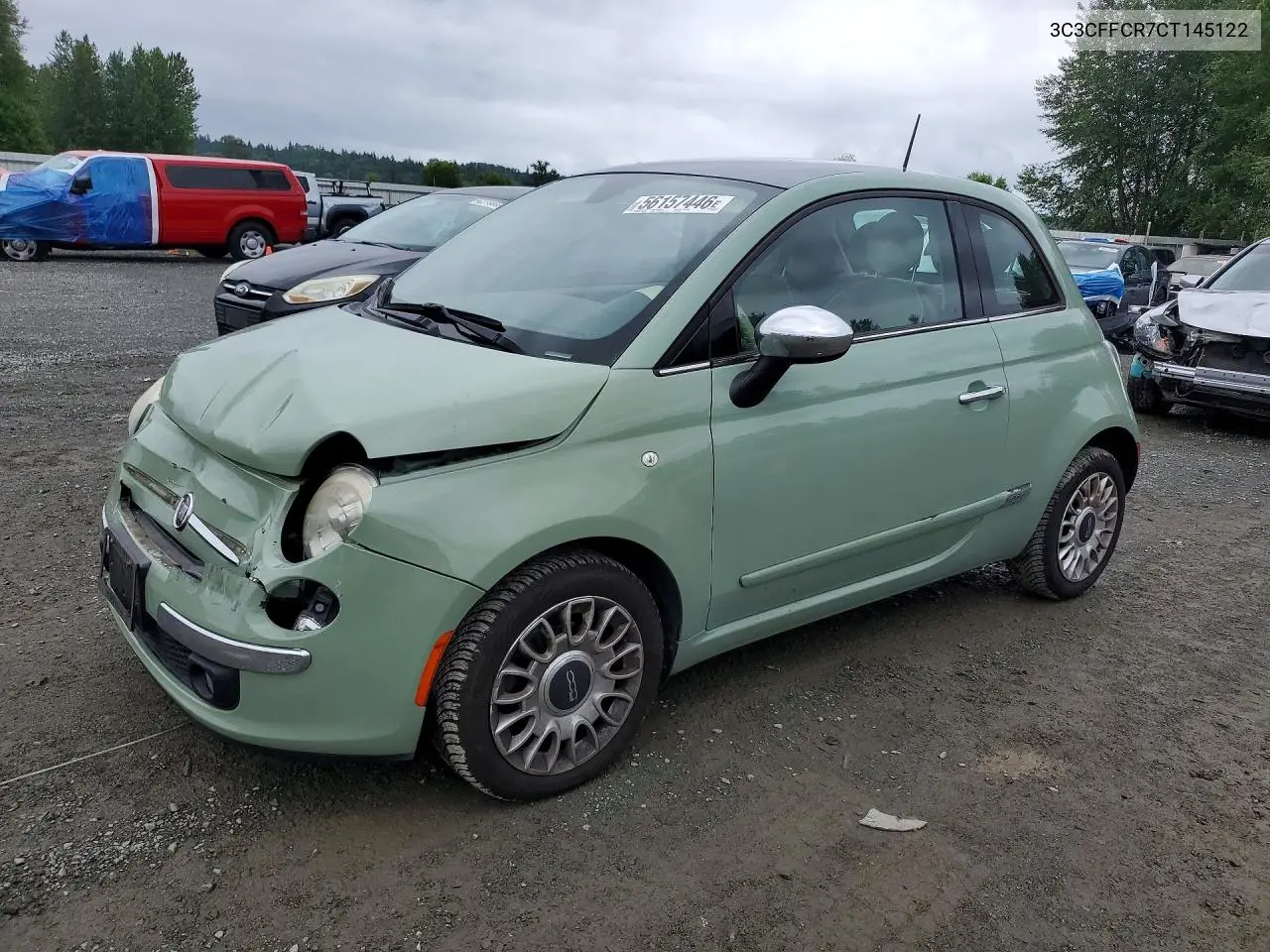 2012 Fiat 500 Lounge VIN: 3C3CFFCR7CT145122 Lot: 56157446
