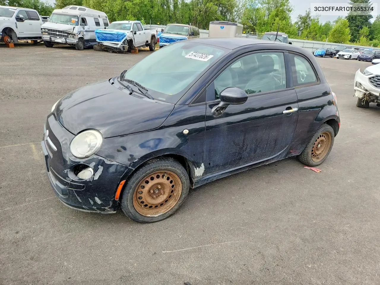 2012 Fiat 500 Pop VIN: 3C3CFFAR1CT365374 Lot: 57437626