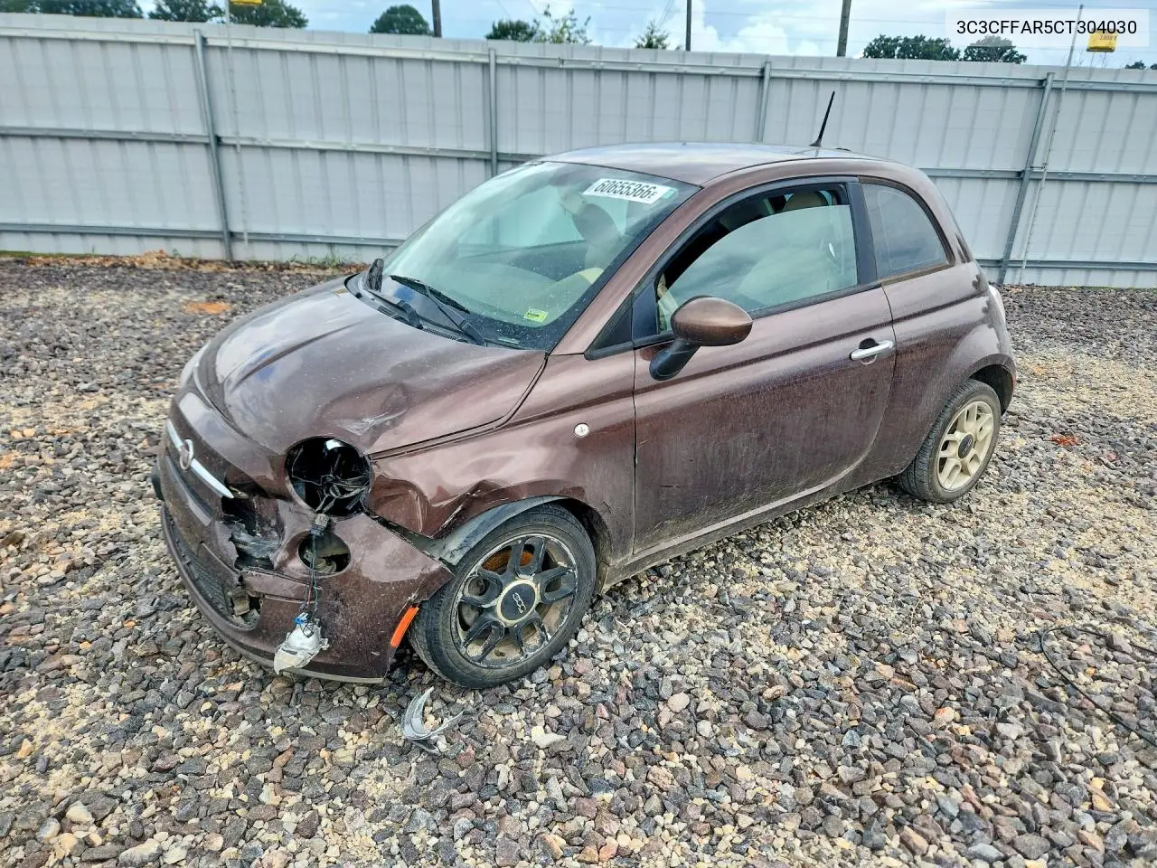 2012 Fiat 500 Pop VIN: 3C3CFFAR5CT304030 Lot: 60655366
