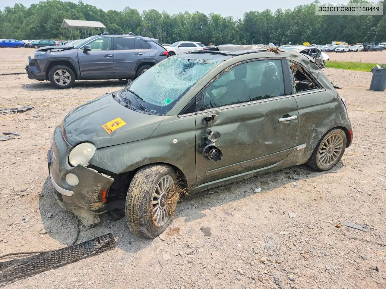 2012 Fiat 500 Lounge VIN: 3C3CFFCR8CT130449 Lot: 61195916