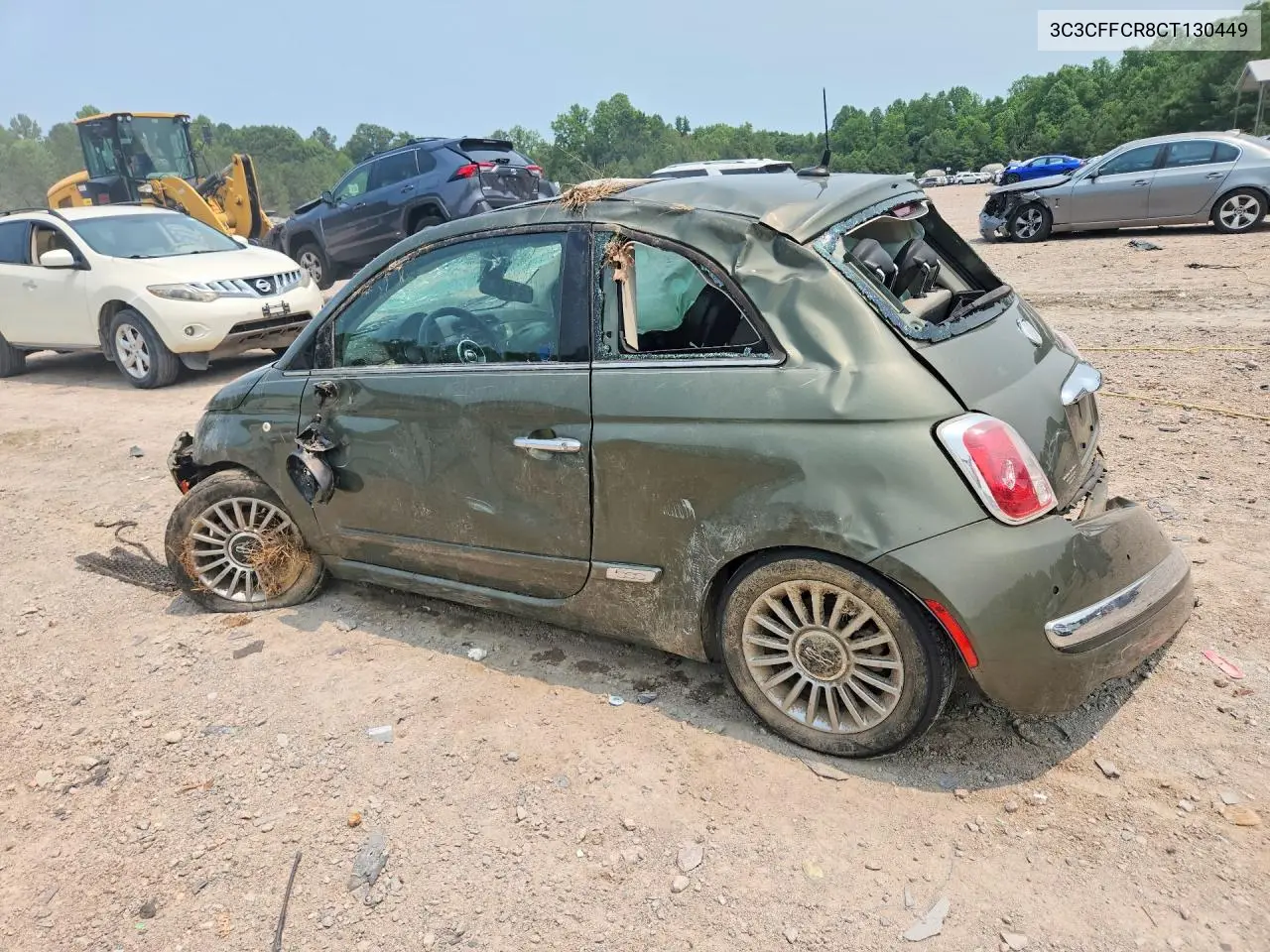 2012 Fiat 500 Lounge VIN: 3C3CFFCR8CT130449 Lot: 61195916