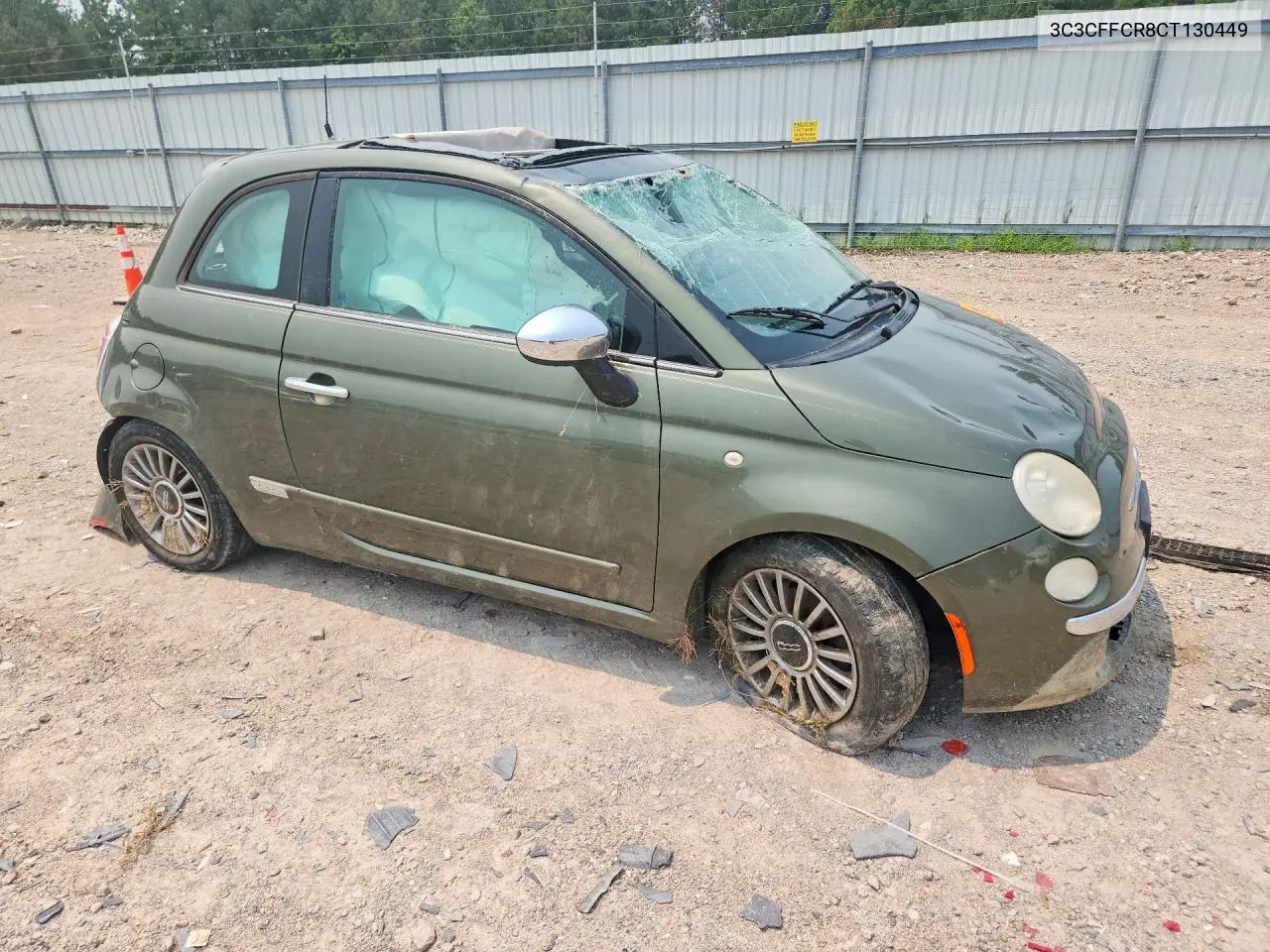2012 Fiat 500 Lounge VIN: 3C3CFFCR8CT130449 Lot: 61195916