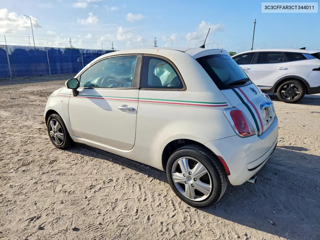 2012 Fiat 500 Pop VIN: 3C3CFFAR3CT344011 Lot: 62163376