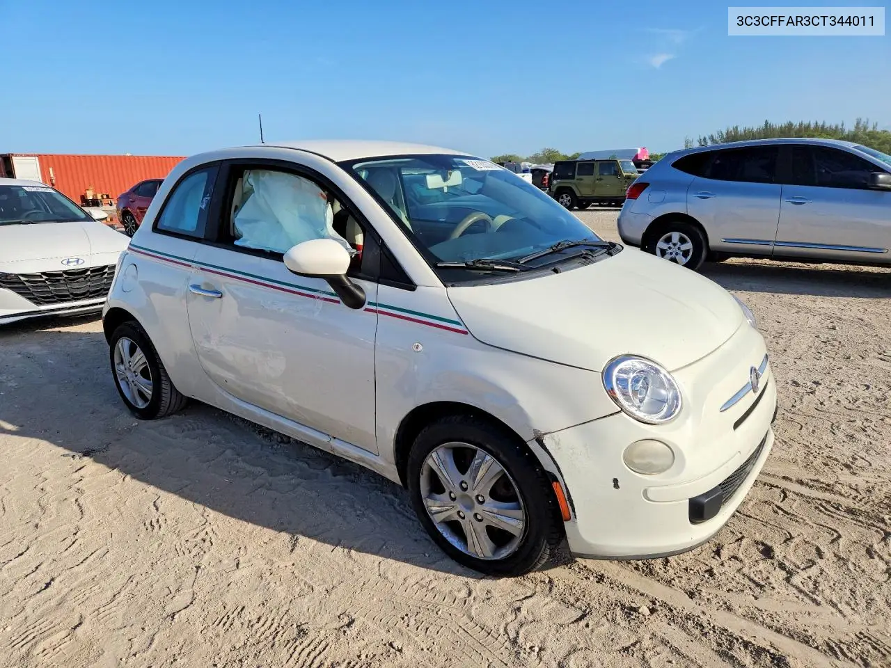 2012 Fiat 500 Pop VIN: 3C3CFFAR3CT344011 Lot: 62163376