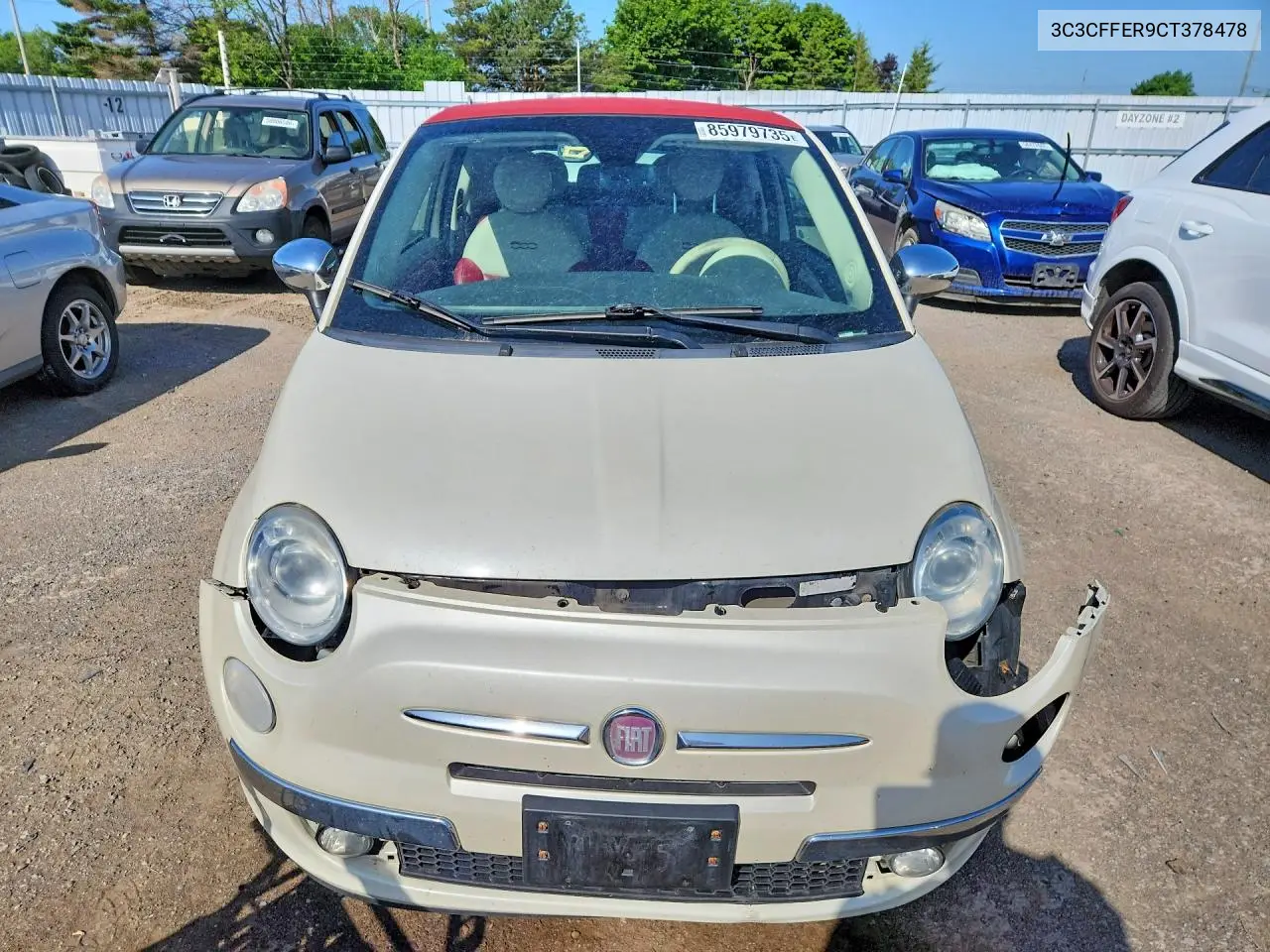 2012 Fiat 500 Lounge VIN: 3C3CFFER9CT378478 Lot: 85979735