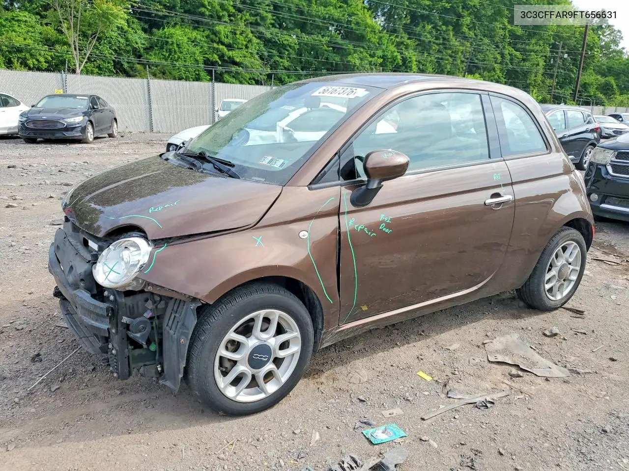 2015 Fiat 500 Pop VIN: 3C3CFFAR9FT656631 Lot: 56167376