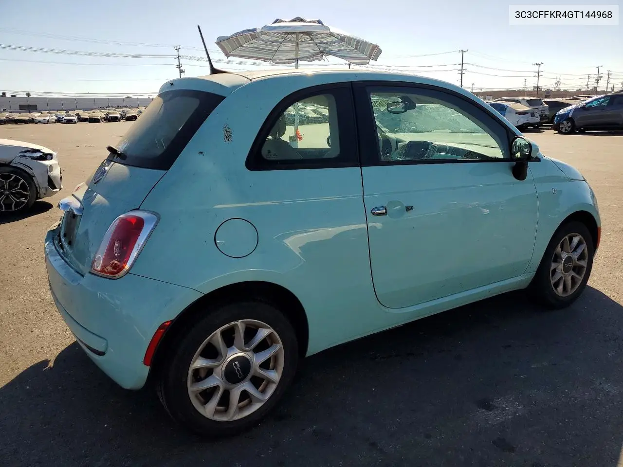 2016 Fiat 500 Easy VIN: 3C3CFFKR4GT144968 Lot: 61626256