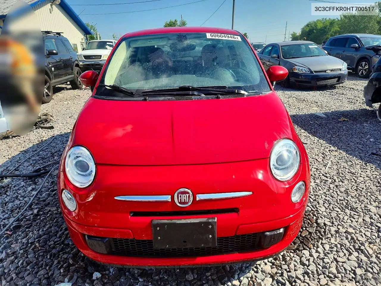 2017 Fiat 500 Pop VIN: 3C3CFFKR0HT700517 Lot: 60604946