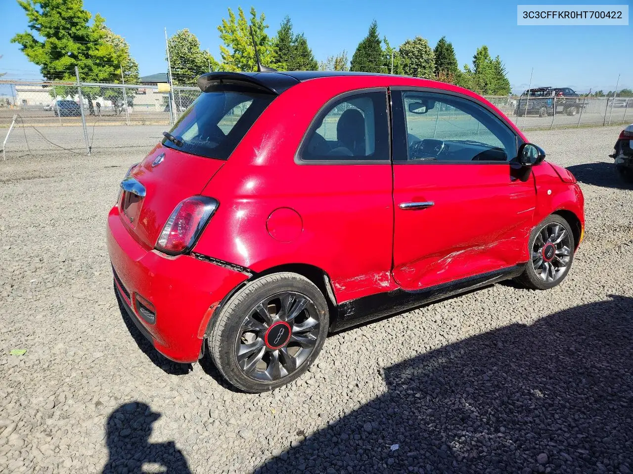 2017 Fiat 500 Pop VIN: 3C3CFFKR0HT700422 Lot: 61133296