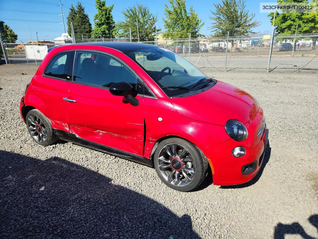 2017 Fiat 500 Pop VIN: 3C3CFFKR0HT700422 Lot: 61133296